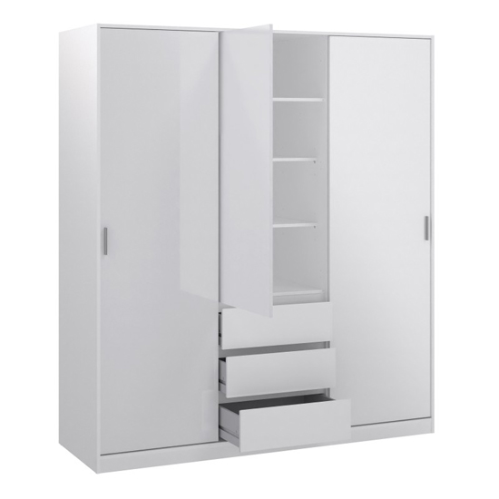 Nakou High Gloss Wardrobe With 2 Sliding Doors In White