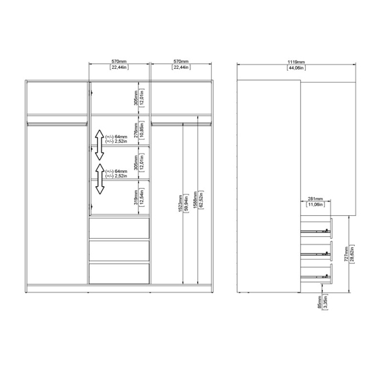 Nakou High Gloss Wardrobe With 2 Sliding Doors In White