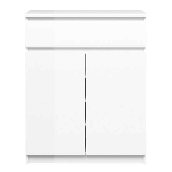 Nakou High Gloss 2 Doors 1 Drawer Sideboard In White_2