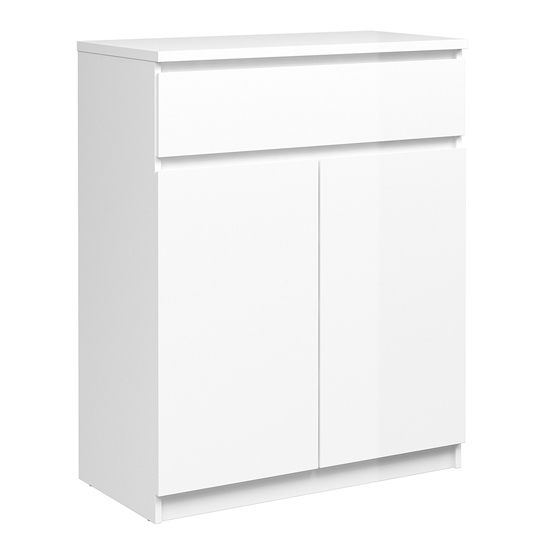 Nakou High Gloss 2 Doors 1 Drawer Sideboard In White_3