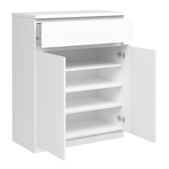 Nakou High Gloss 2 Doors 1 Drawer Sideboard In White_4
