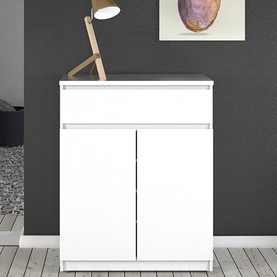 Product photograph of Nakou High Gloss 2 Doors 1 Drawer Sideboard In White from Furniture in Fashion