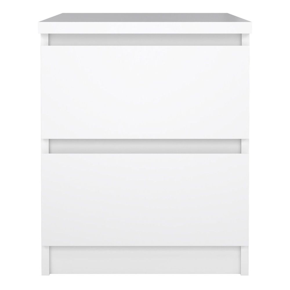 Nakou High Gloss Bedside Cabinet With 2 Drawers In White