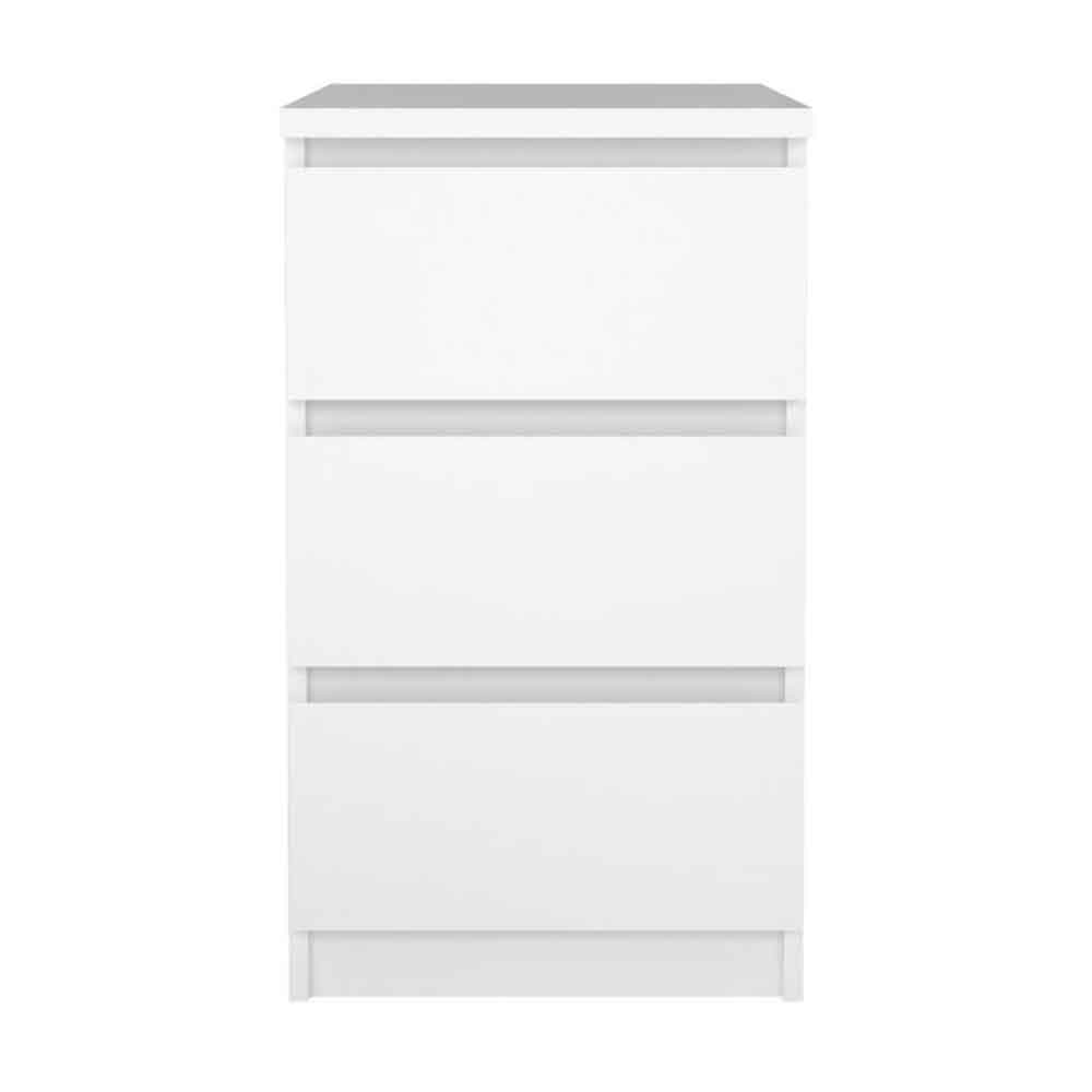 Nakou High Gloss Bedside Cabinet With 3 Drawers In White