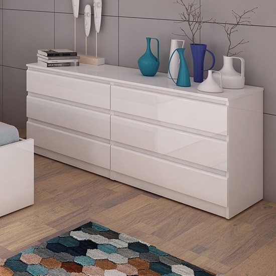 Nakou High Gloss Chest Of 5 Drawers In White