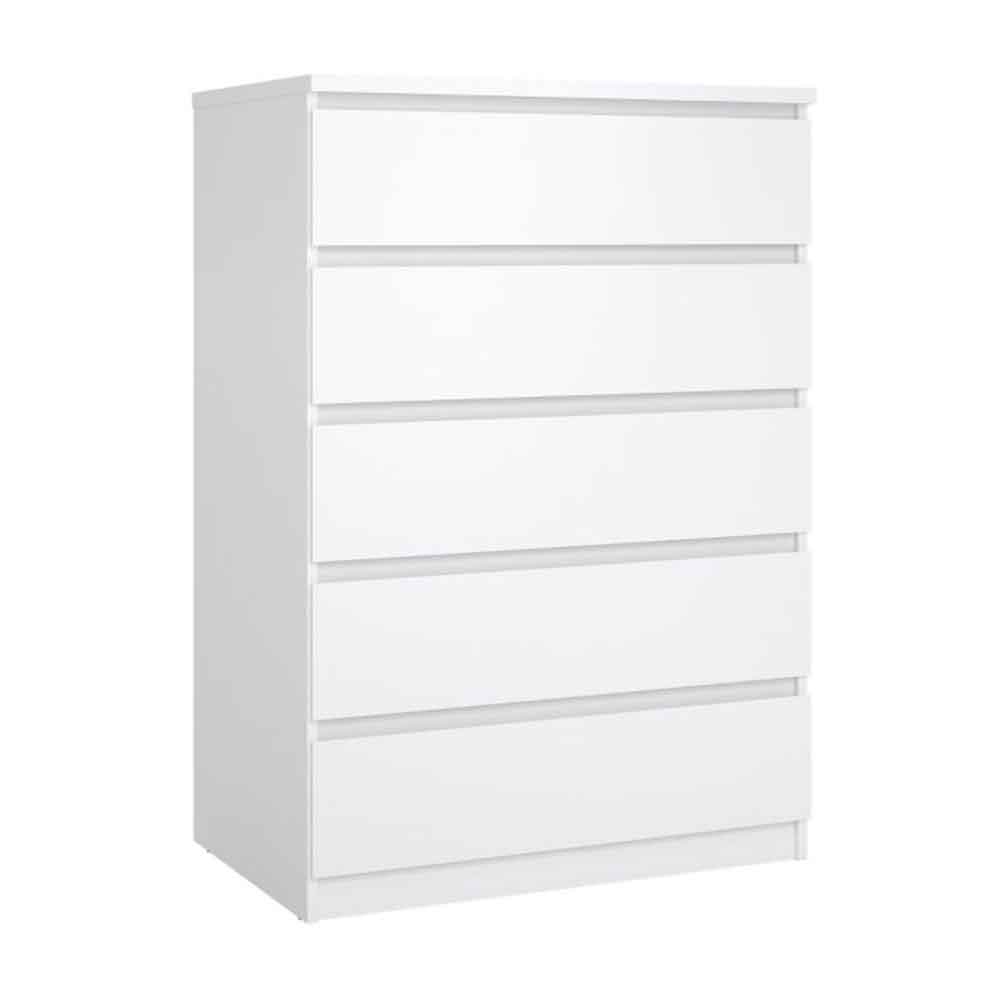 Nakou High Gloss Chest Of 5 Drawers In White