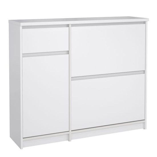 Nakou High Gloss Shoe Storage Cabinet With 2 Flip Doors In White