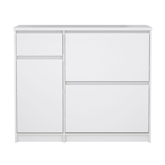Nakou High Gloss Shoe Storage Cabinet With 2 Flip Doors In White