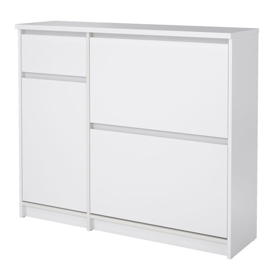 Nakou High Gloss Shoe Storage Cabinet With 2 Flip Doors In White