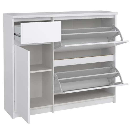 Nakou High Gloss Shoe Storage Cabinet With 2 Flip Doors In White