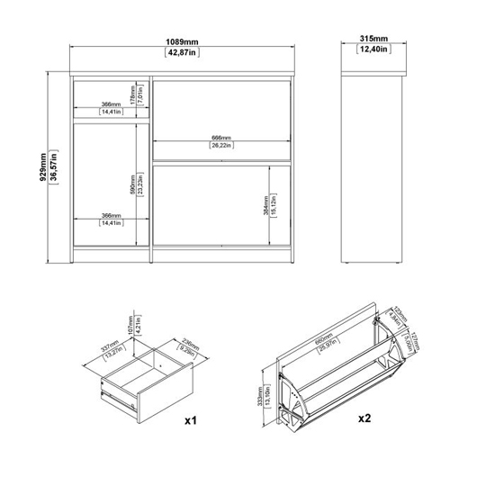 Nakou High Gloss Shoe Storage Cabinet With 2 Flip Doors In White