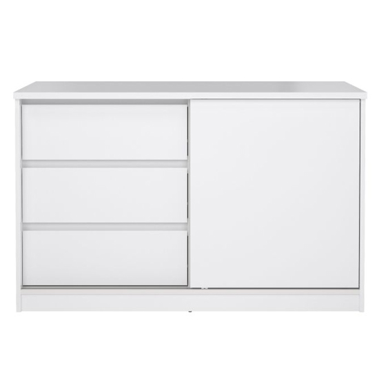 Nakou High Gloss Sideboard 1 Sliding Door 3 Drawers In White