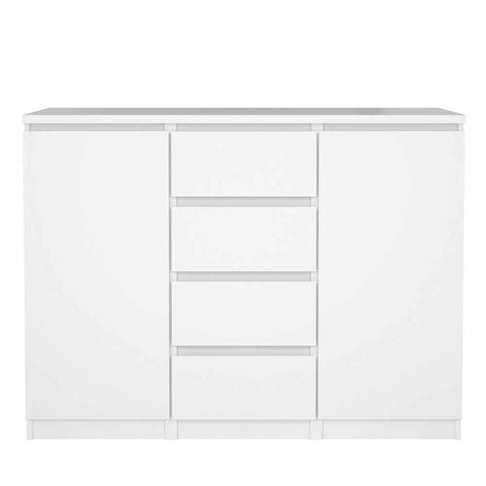 Nakou High Gloss Sideboard With 2 Doors 4 Drawers In White