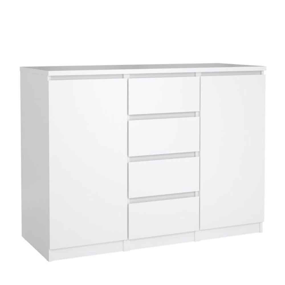 Nakou High Gloss Sideboard With 2 Doors 4 Drawers In White