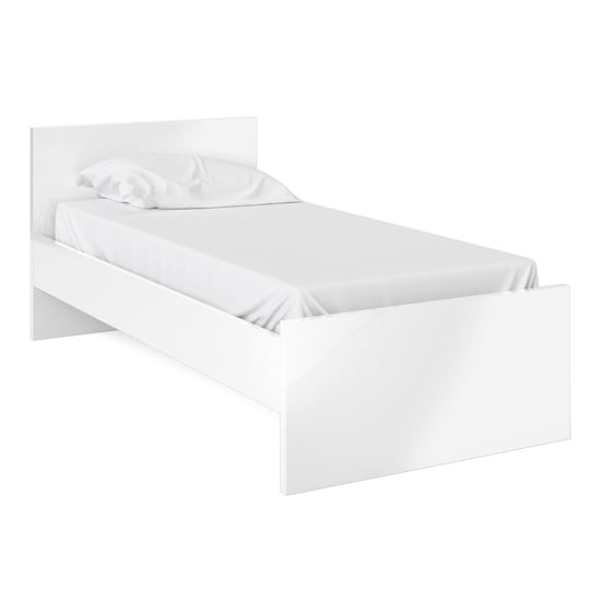 Nakou High Gloss Single Bed In White_2