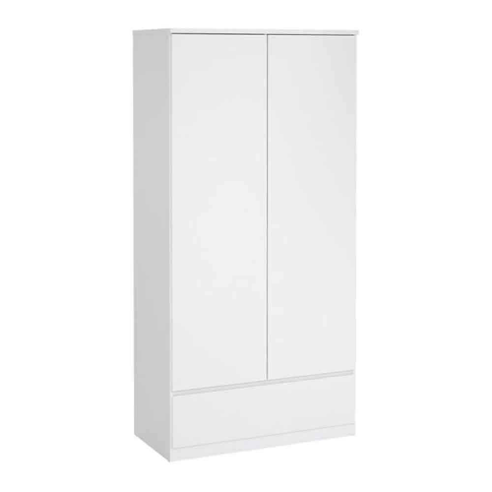 Nakou High Gloss Wardrobe With 2 Doors 1 Drawer In White