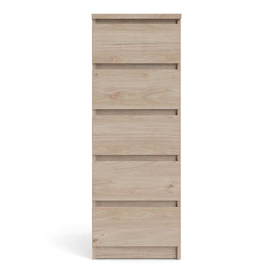Nakou Narrow Wooden Chest Of 5 Drawers In Oak