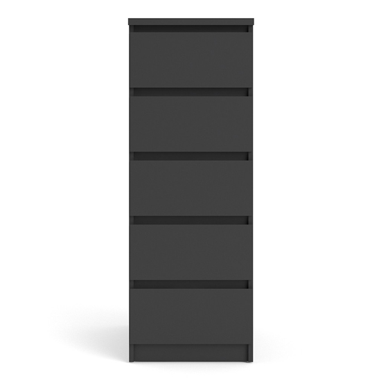 Nakou Narrow Wooden Chest Of 5 Drawers In Matt Black