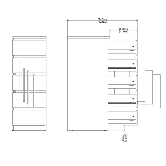 Nakou Narrow Wooden Chest Of 5 Drawers In Matt Black