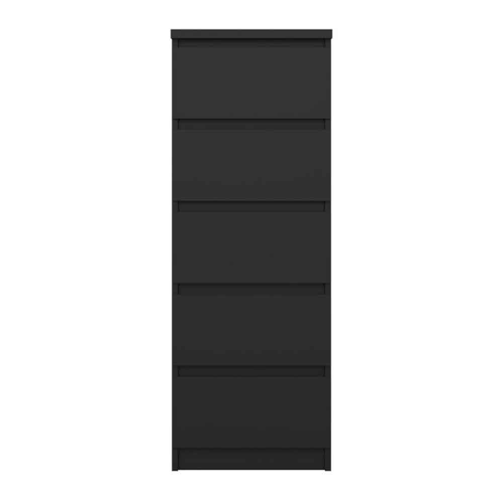 Nakou Narrow Wooden Chest Of 5 Drawers In Matt Black