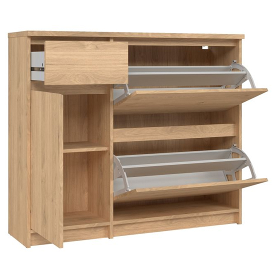 Nakou Shoe Storage Cabinet 3 Doors 1 Drawer In Jackson Hickory
