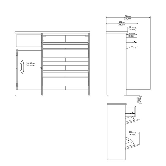 Nakou Shoe Storage Cabinet 3 Doors 1 Drawer In Jackson Hickory