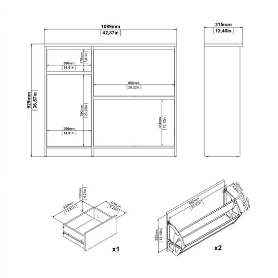 Nakou Shoe Storage Cabinet 3 Doors 1 Drawer In Jackson Hickory