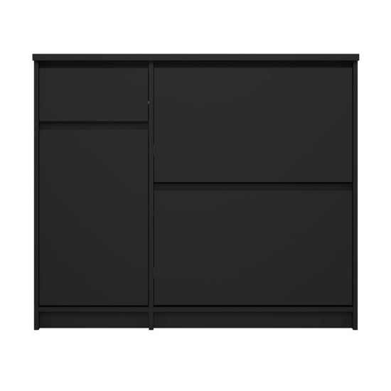 Nakou Shoe Storage Cabinet With 3 Doors 1 Drawer In Matt Black