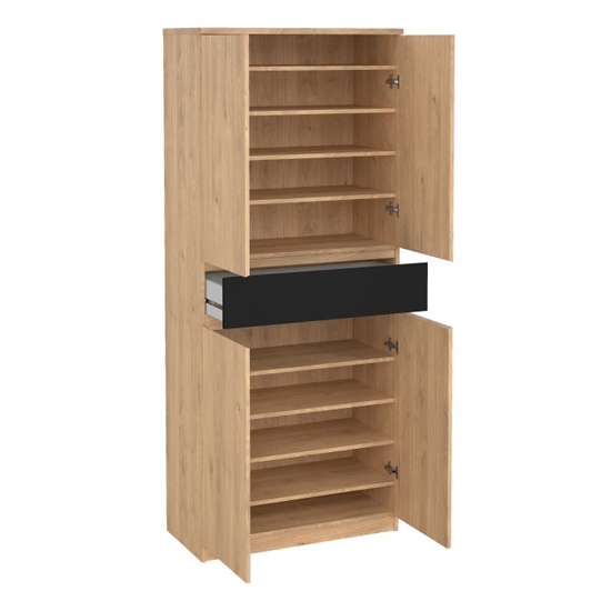 Nakou Shoe Storage Cabinet 4 Doors In Jackson Hickory And Black