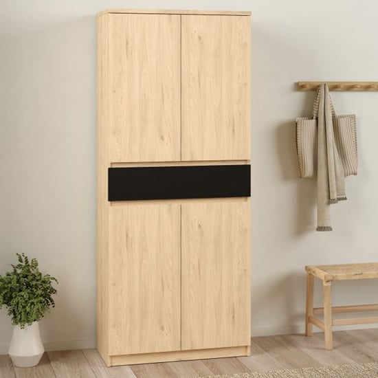 Nakou Shoe Storage Cabinet 4 Doors In Jackson Hickory And Black