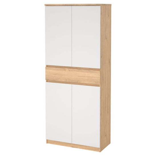 Nakou Shoe Storage Cabinet 4 Doors In Jackson Hickory And White