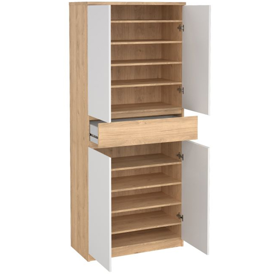 Nakou Shoe Storage Cabinet 4 Doors In Jackson Hickory And White