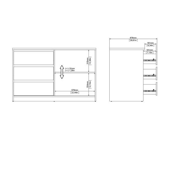 Nakou Sideboard With 1 Door 3 Drawers In Jackson Hickory Oak