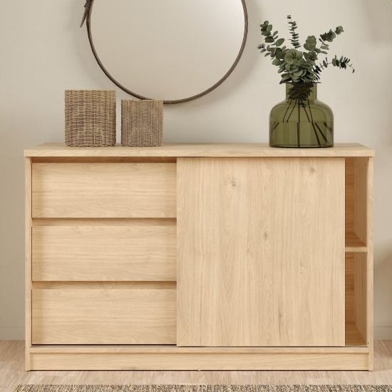 Nakou Sideboard With 1 Door 3 Drawers In Jackson Hickory Oak