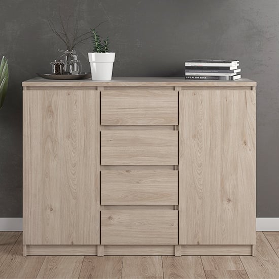 Product photograph of Nakou Sideboard With 2 Doors 4 Drawer In Jackson Hickory Oak from Furniture in Fashion