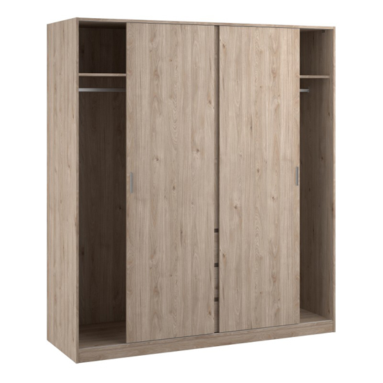 Nakou Sliding Wardrobe 3 Doors 3 Drawers In Jackson Hickory Oak