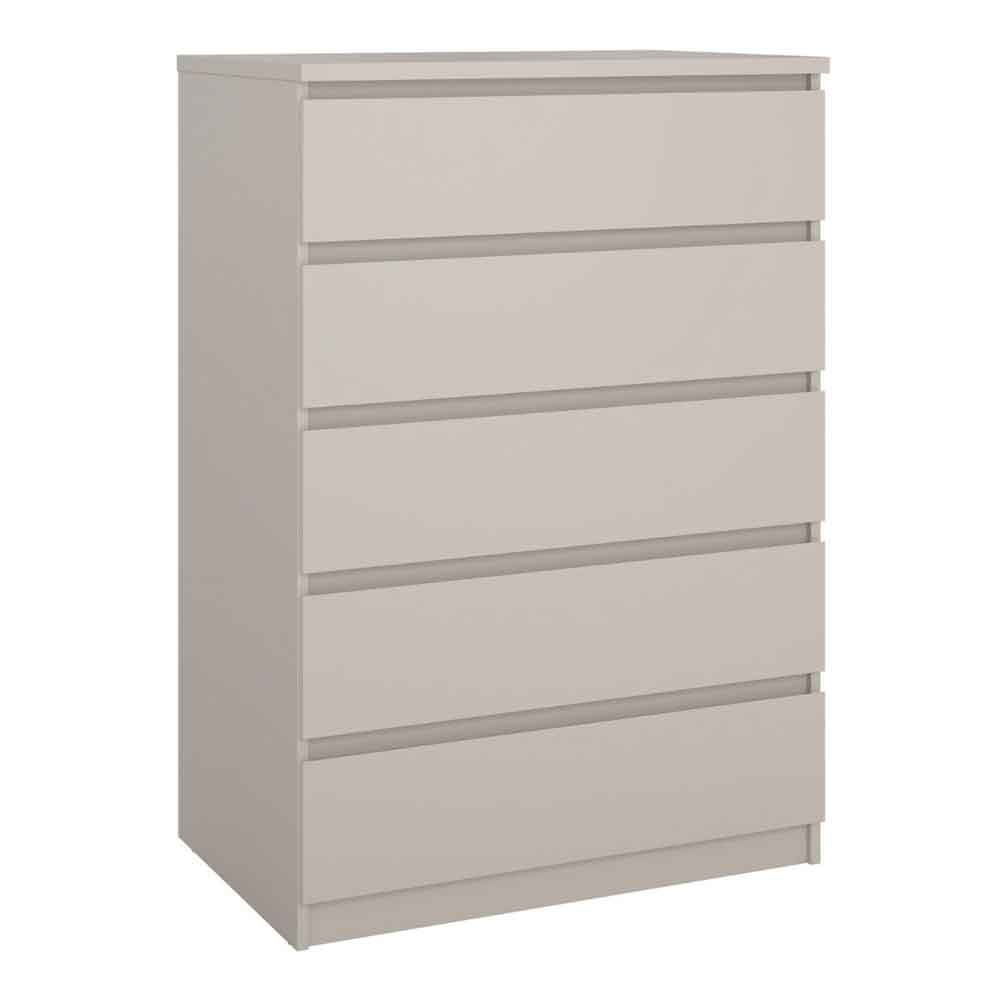 Nakou Tall Wooden Chest of 5 Drawers in Cashmere