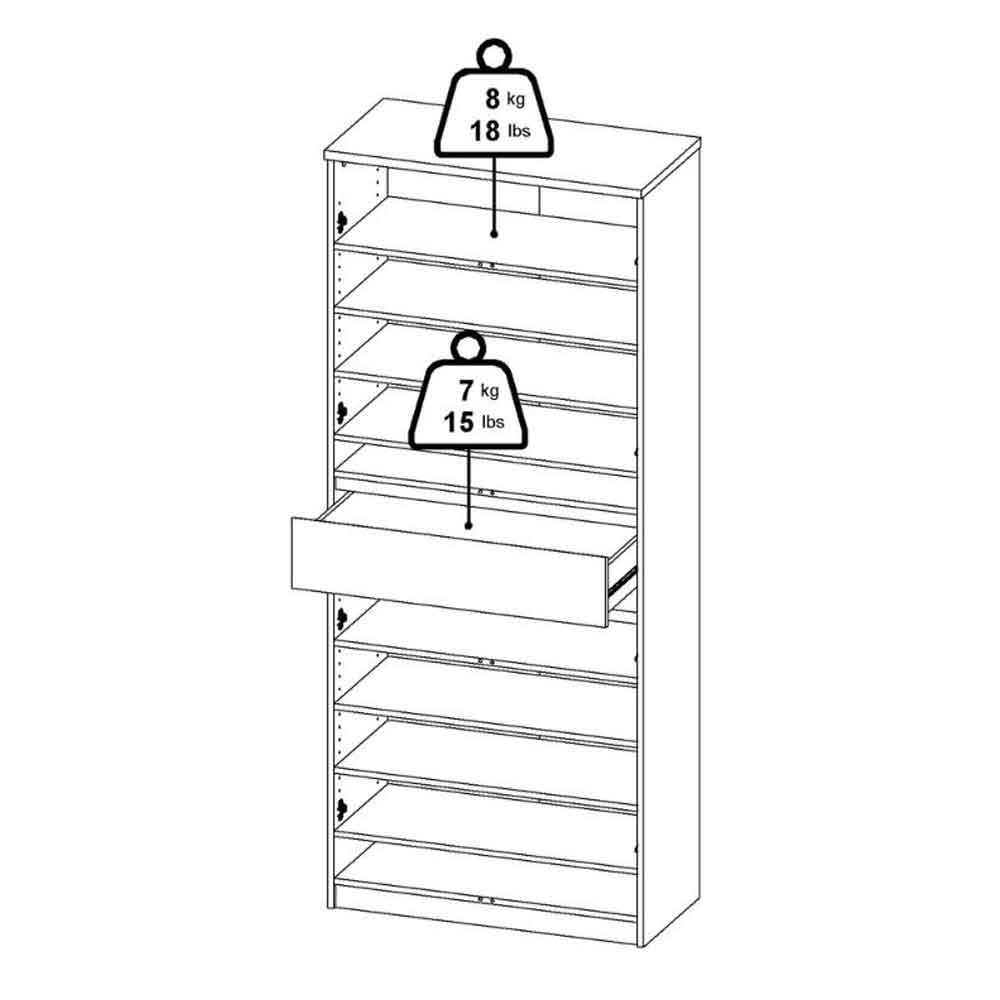 Nakou Tall Wooden Shoe Storage cabinet with 4 Doors 1 Drawer in Cashmere