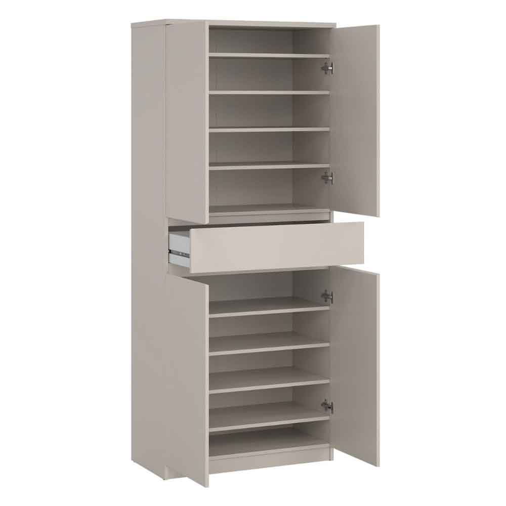 Nakou Tall Wooden Shoe Storage cabinet with 4 Doors 1 Drawer in Cashmere