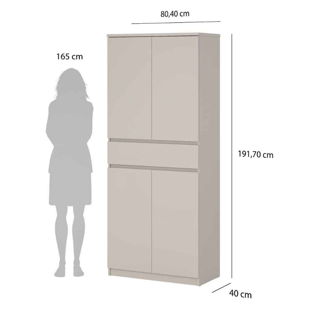 Nakou Tall Wooden Shoe Storage cabinet with 4 Doors 1 Drawer in Cashmere