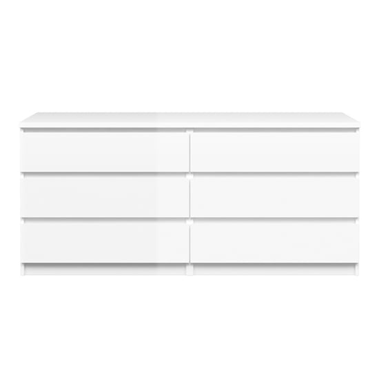 Nakou Wide High Gloss Chest Of 6 Drawers In White_2