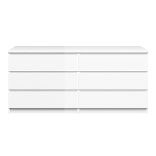 Nakou Wide High Gloss Chest Of 6 Drawers In White