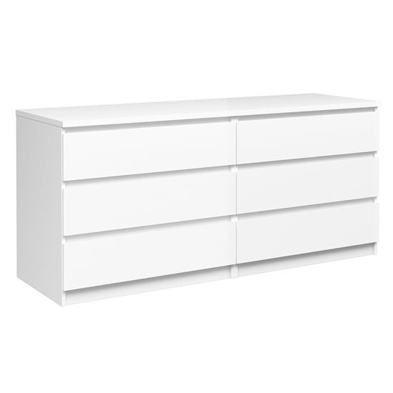 Nakou Wide High Gloss Chest Of 6 Drawers In White_3