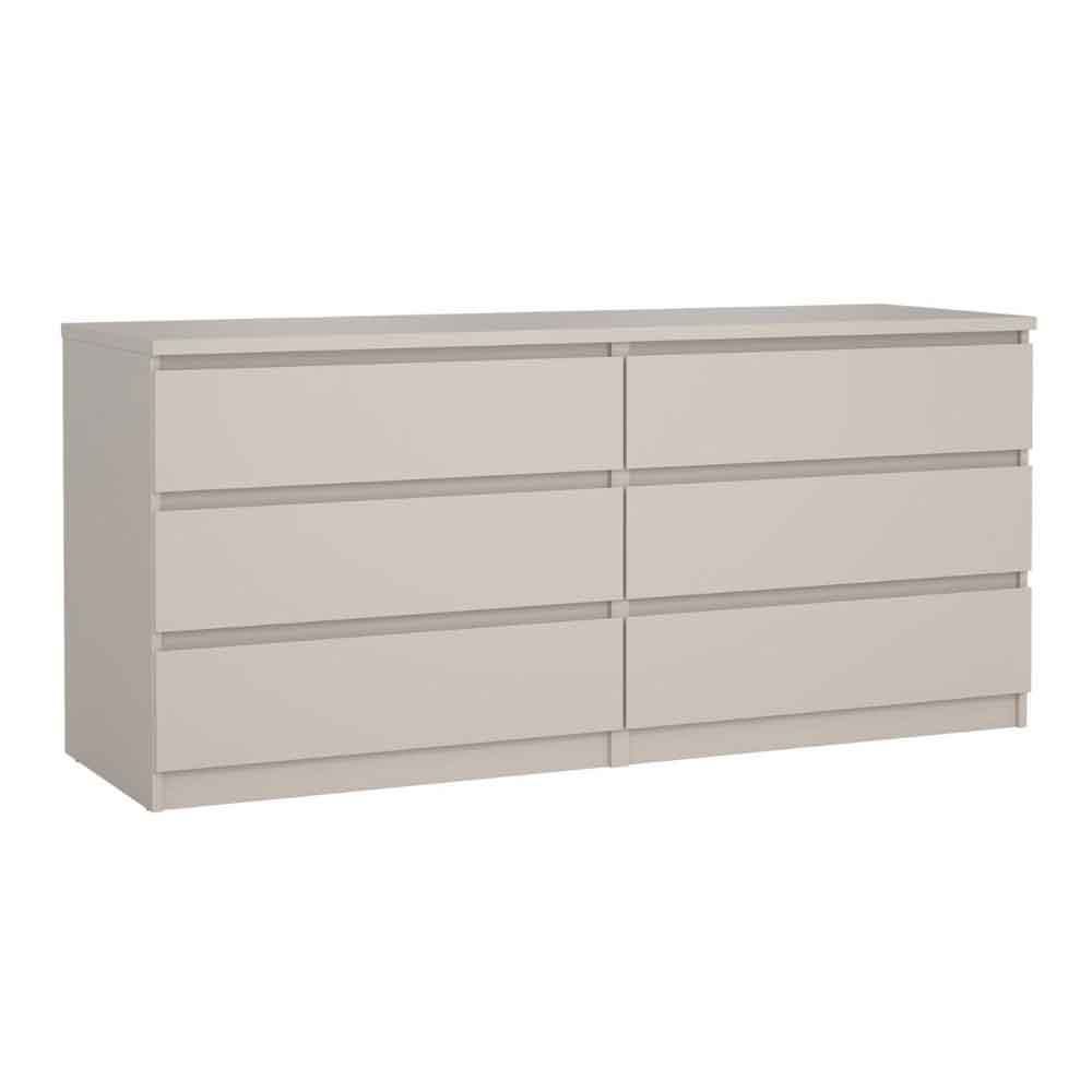 Nakou Wide Wooden Chest of 6 Drawers in Cashmere