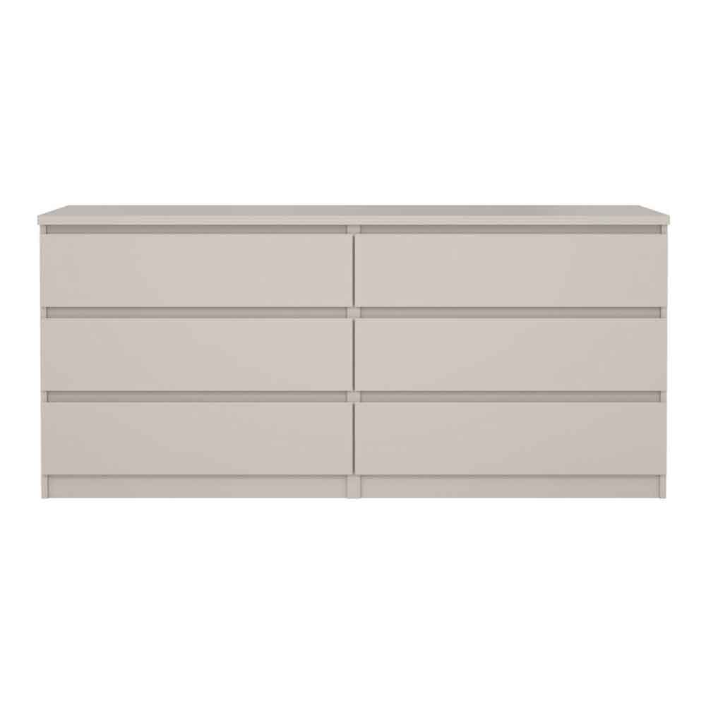Nakou Wide Wooden Chest of 6 Drawers in Cashmere