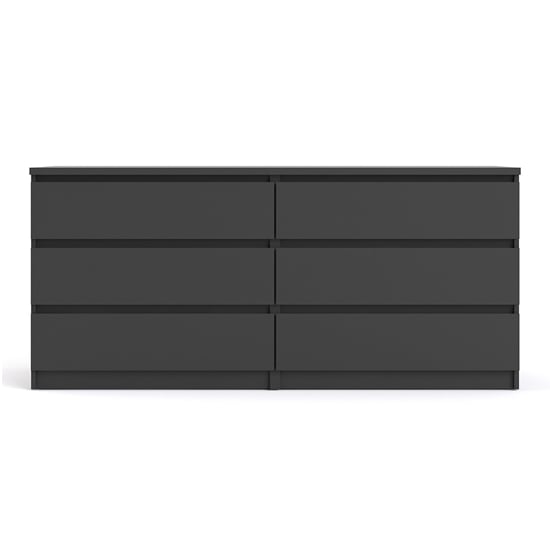 Nakou Wide Wooden Chest Of 6 Drawers In Matt Black