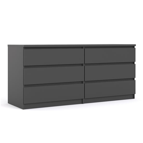 Nakou Wide Wooden Chest Of 6 Drawers In Matt Black