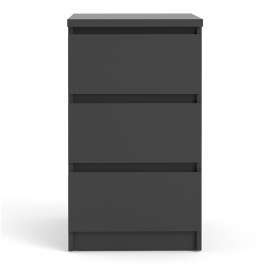 Nakou Wooden Bedside Cabinet With 3 Drawers In Matt Black