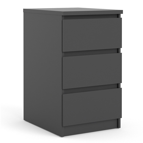 Nakou Wooden Bedside Cabinet With 3 Drawers In Matt Black
