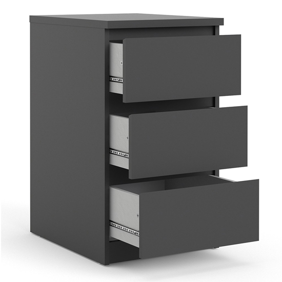 Nakou Wooden Bedside Cabinet With 3 Drawers In Matt Black